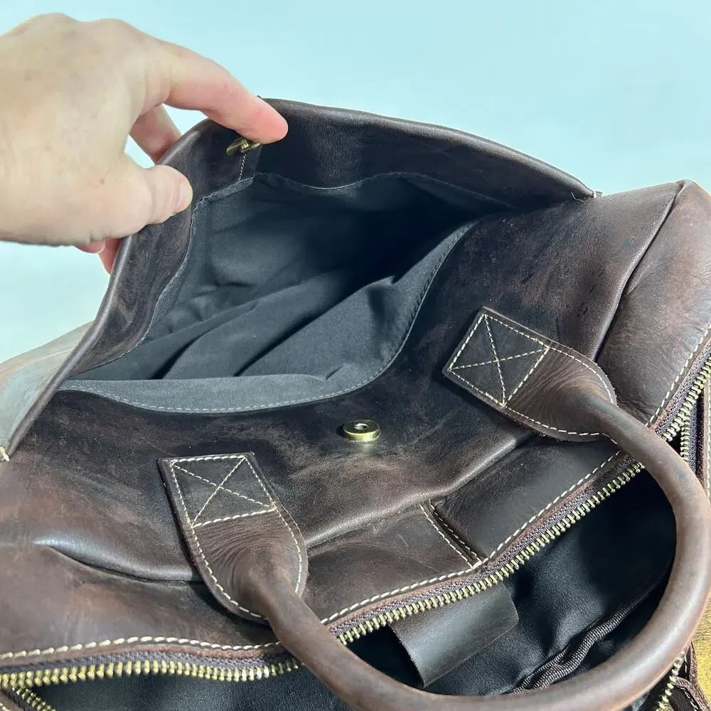 Leather Laptop Briefcase Bag Shoulder Strap Travel Storage Organizer